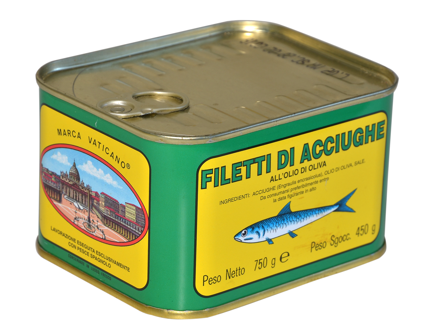 Vaticano Brand Premium Italian Anchovy Fillets In Olive Oil (750 g Tin)